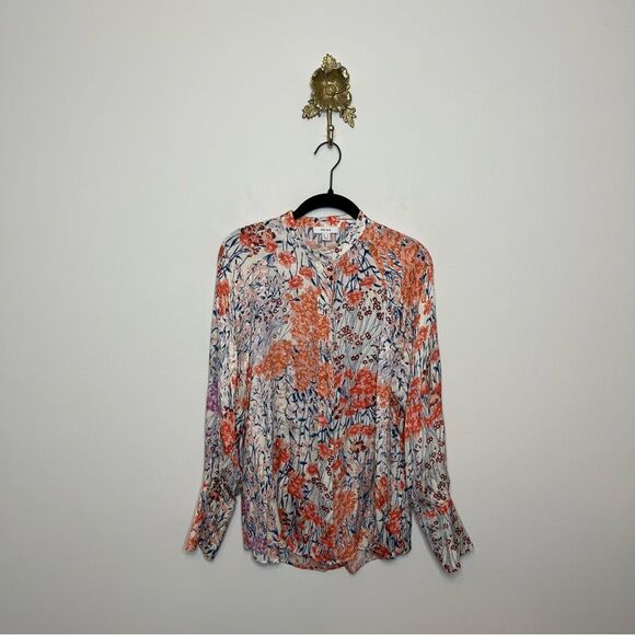 Reiss Hallie Meadow Print Split Cuff Shirt 4 - Picture 1 of 7